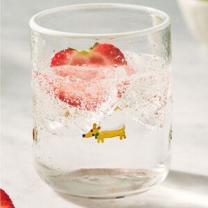 NWT Anthropologie Dachshund Dog Icon Juice Glass Christmas Glass